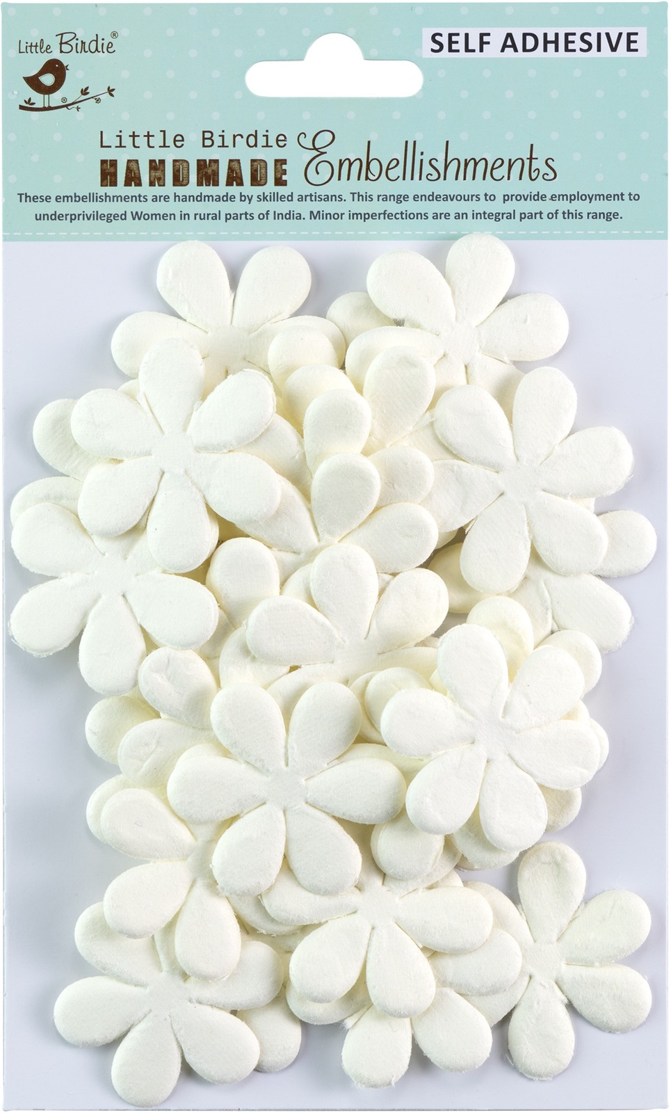 Little Birdie Emory Paper Flowers 30/Pkg-Shabby Chic