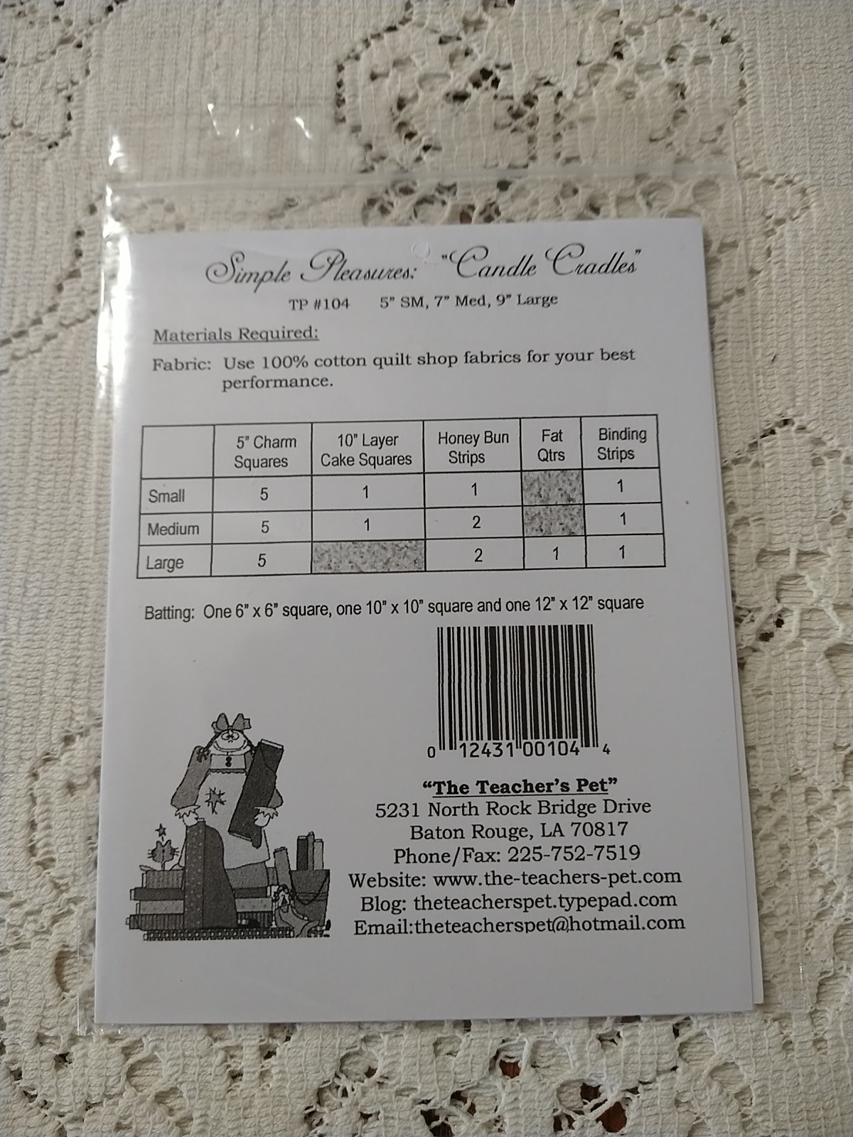 "Candle Cradles" The Teachers Pet Quilt Pattern - (3 Sizes) #TP104