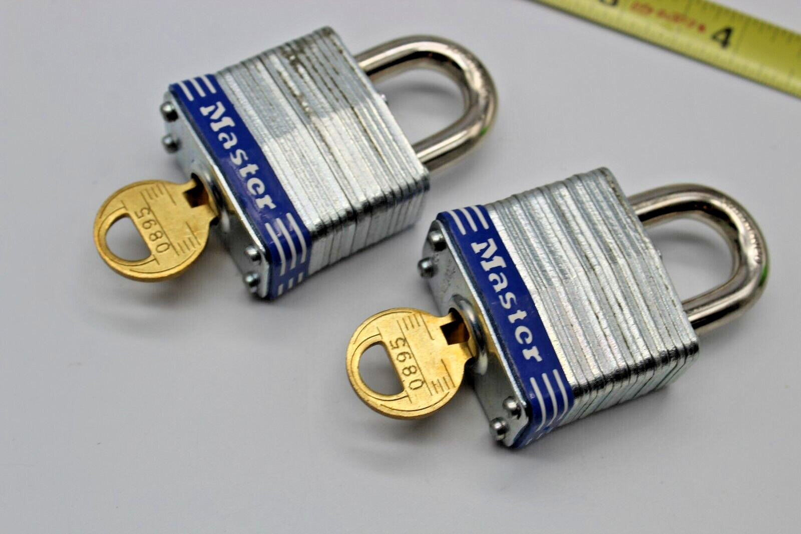 Lot of 2 Master Lock Stainless Steel Outdoor Key Padlock 2" wide Silver