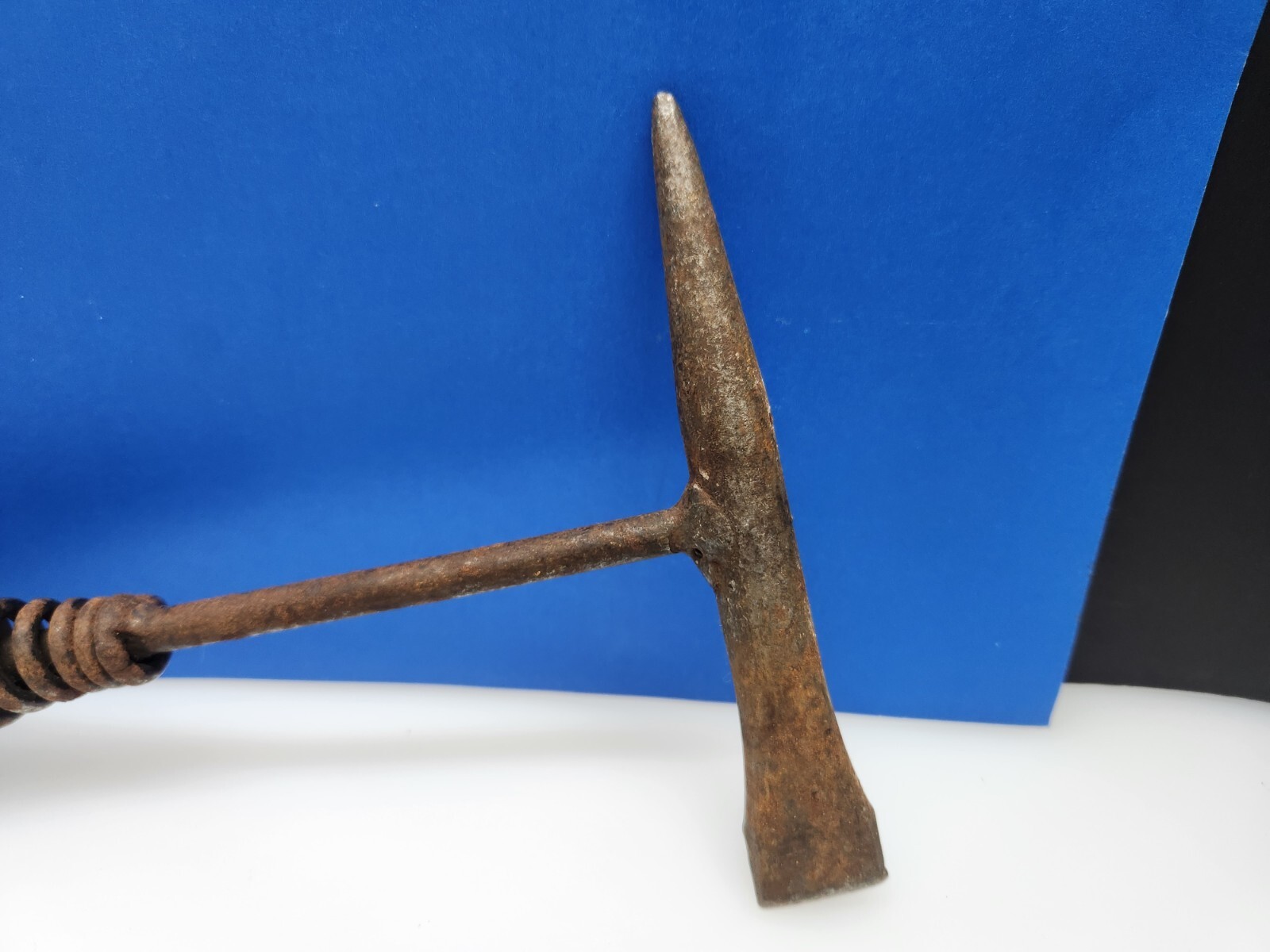Vintage Metal Chipping Slag Flat 10" Hammer Chisel with Coil Spring Handle
