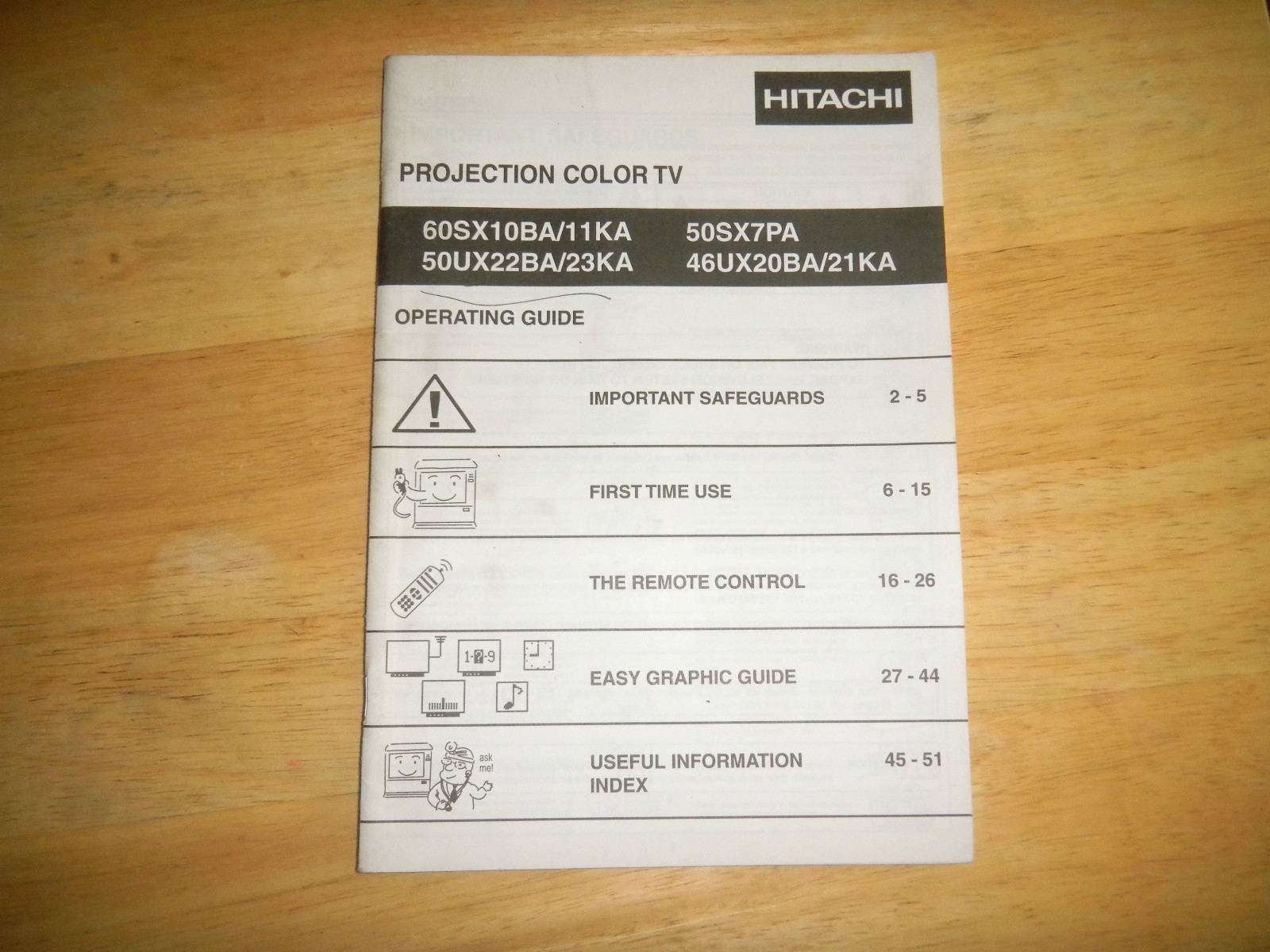 HITACHI TV 60SX10BA/11KA 50SX7PA 46UX20BA/21KA  ARCADE GAME MONITOR MANUAL