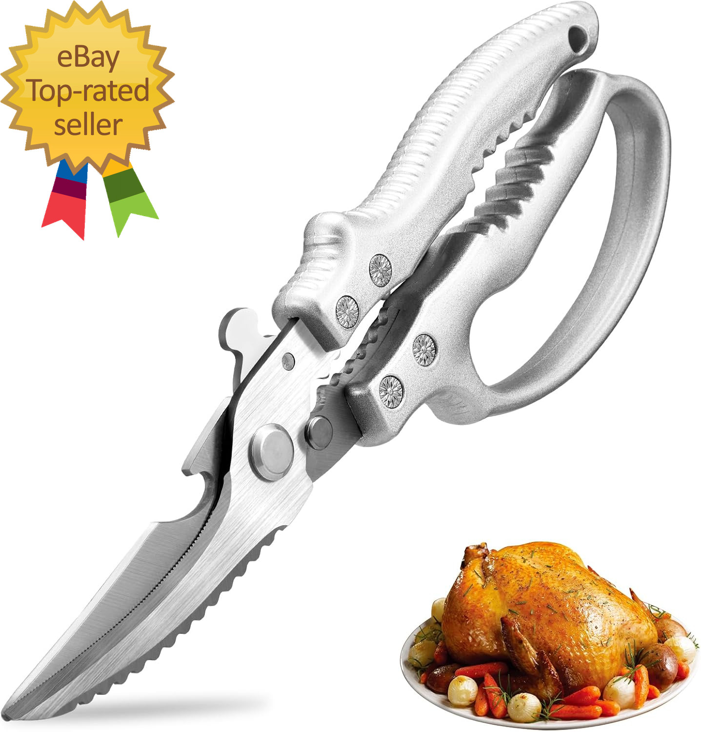 Heavy Duty Kitchen Scissors, Poultry Shears for Meat, Chicken, Bone, Turkey, Fis