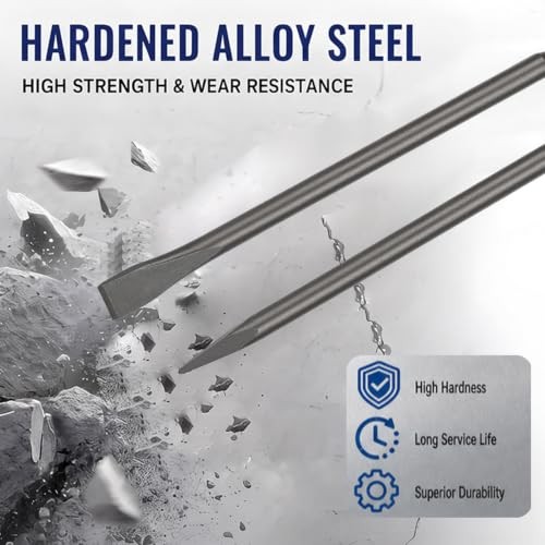 16'' SDS Plus Chisel Set, 3/4'' Flat & Point Chisel with SDS Plus Shank,