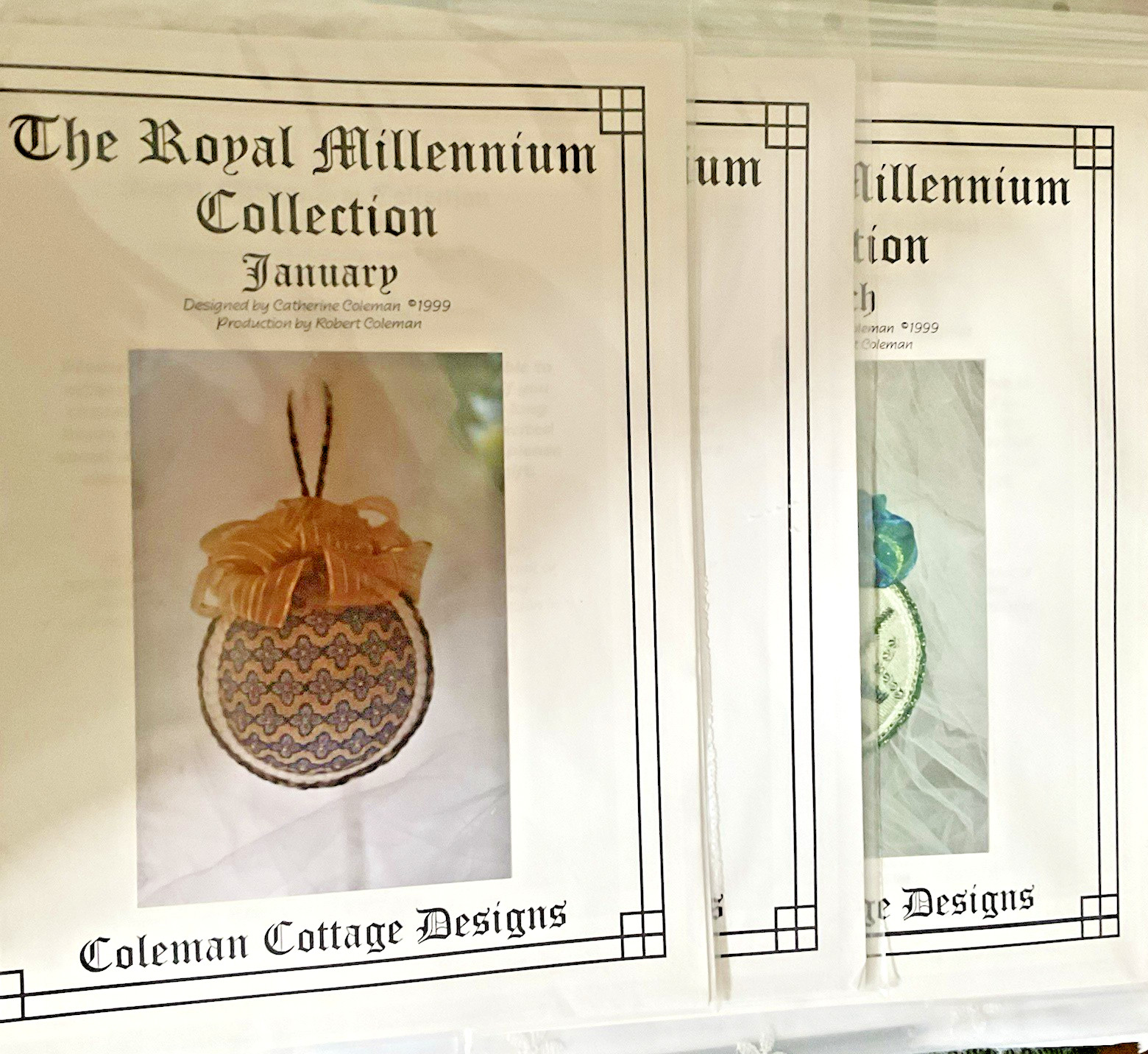 Needlepoint Charts  Catherine Coleman Cottage Designs Lot of 5 Ball Ornaments