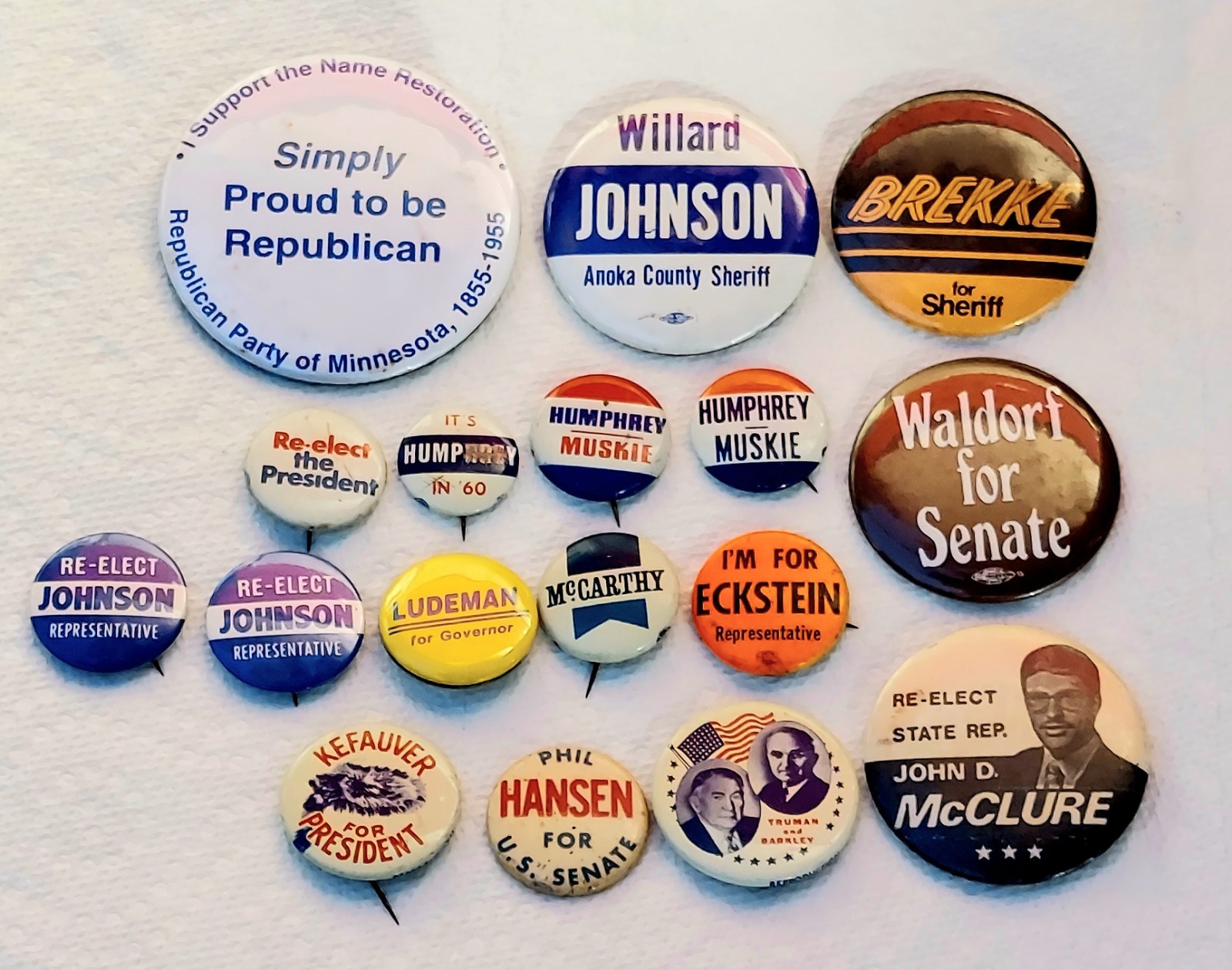 Political Election Campaign  Pinback Button Lot of 17 Vintage Pins
