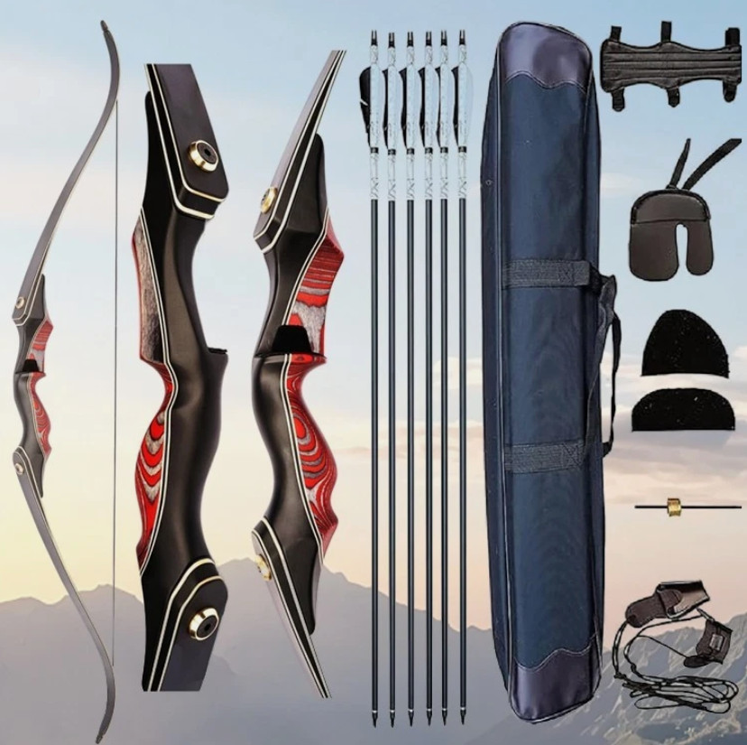 PMZ Coral Snake 55lb Takedown Recurve Bow Package Carbon Arrows Outdoor Sports