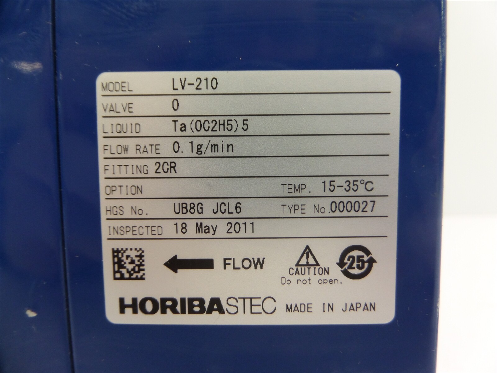 Horiba STEC LV-210 Mass Flow Controller - Ta(OC2H5)5