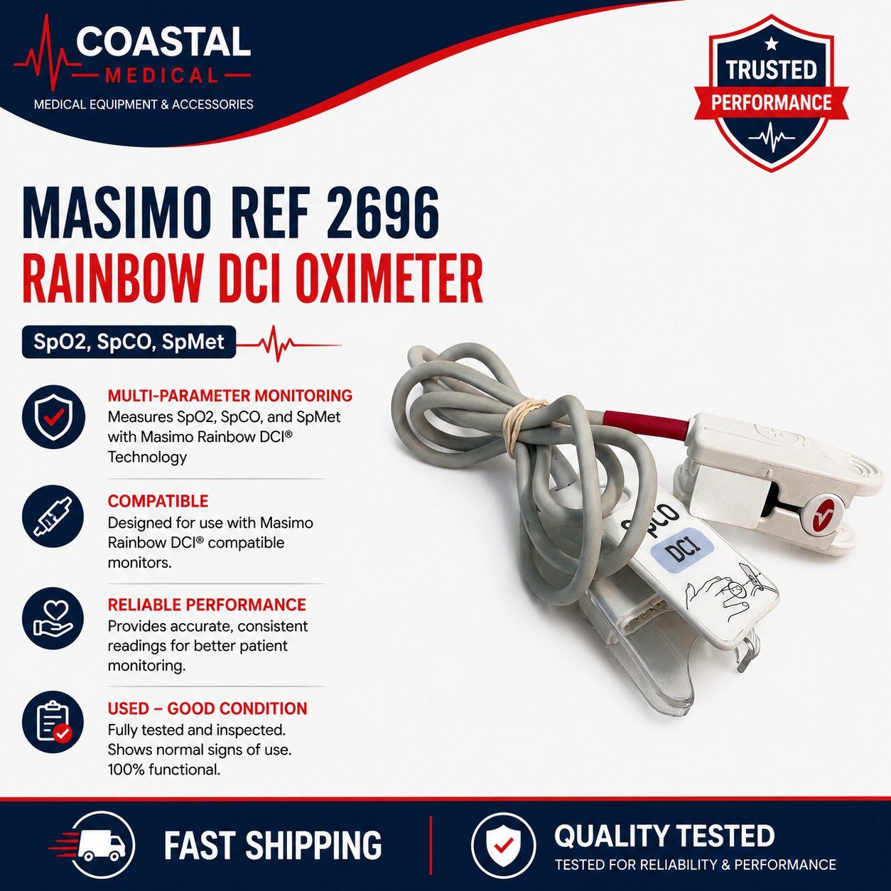 Masimo REF 2696 Rainbow DCI SpO2, SpCO, SpMet Oximeter - Used Good Condition