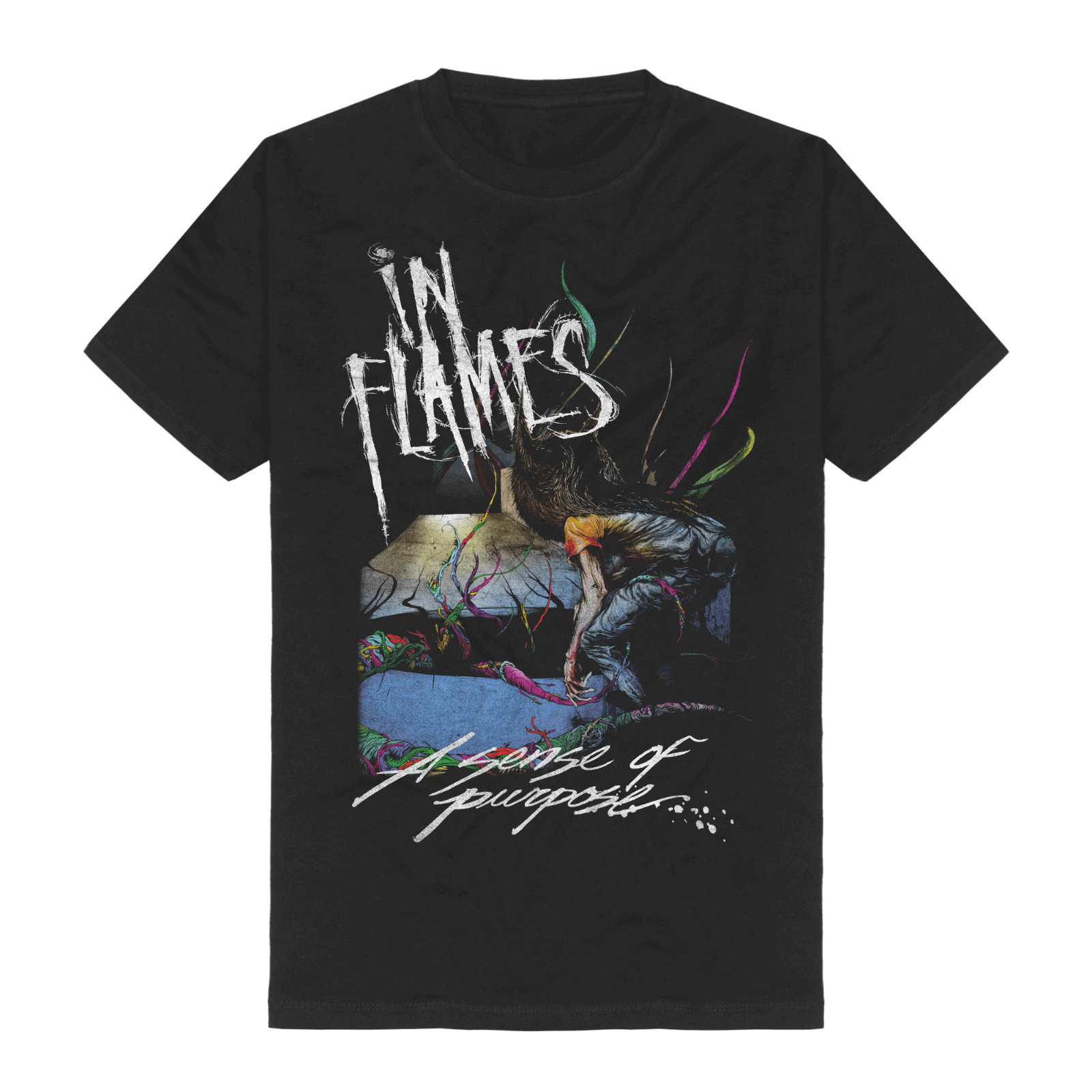 Vtg In Flames Music Band Heavy Cotton Black Full Size Unisex Shirt CM813