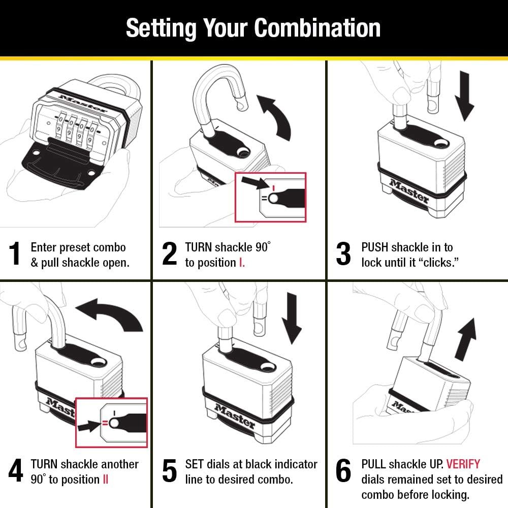 Master Lock Combination Lock Heavy Duty Weatherproof Padlock Resettable for Outd