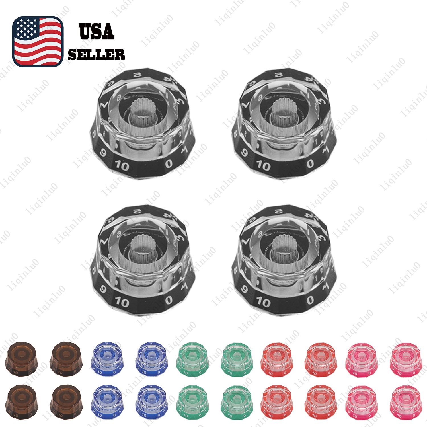 4x Guitar Knob Clear Dodecagon Speed Control Volume Tone Knobs for Les Paul