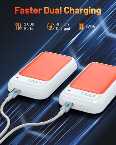 Hand Warmers Rechargeable 2 Pack, Electric Hand Warmers, Fast Heating, Orange