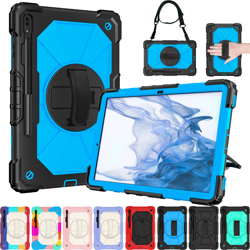 Heavy Duty Stand Case Cover+Strap For Samsung Galaxy Tab S7 FE S8+ 11'' 12.4''