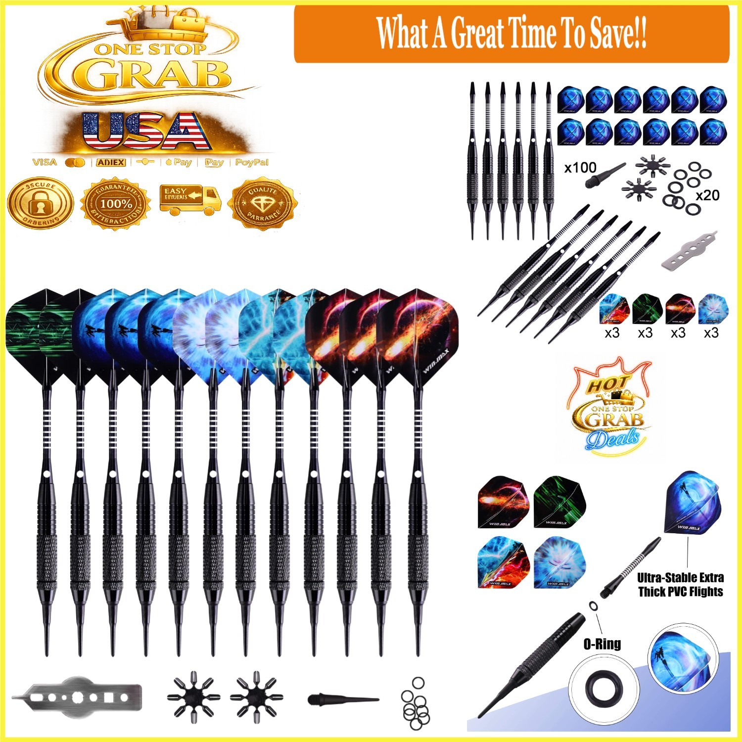 12 Pcs Soft Tip Darts Set with 100 Extra Tips, Flights, Wrench for Electronic...
