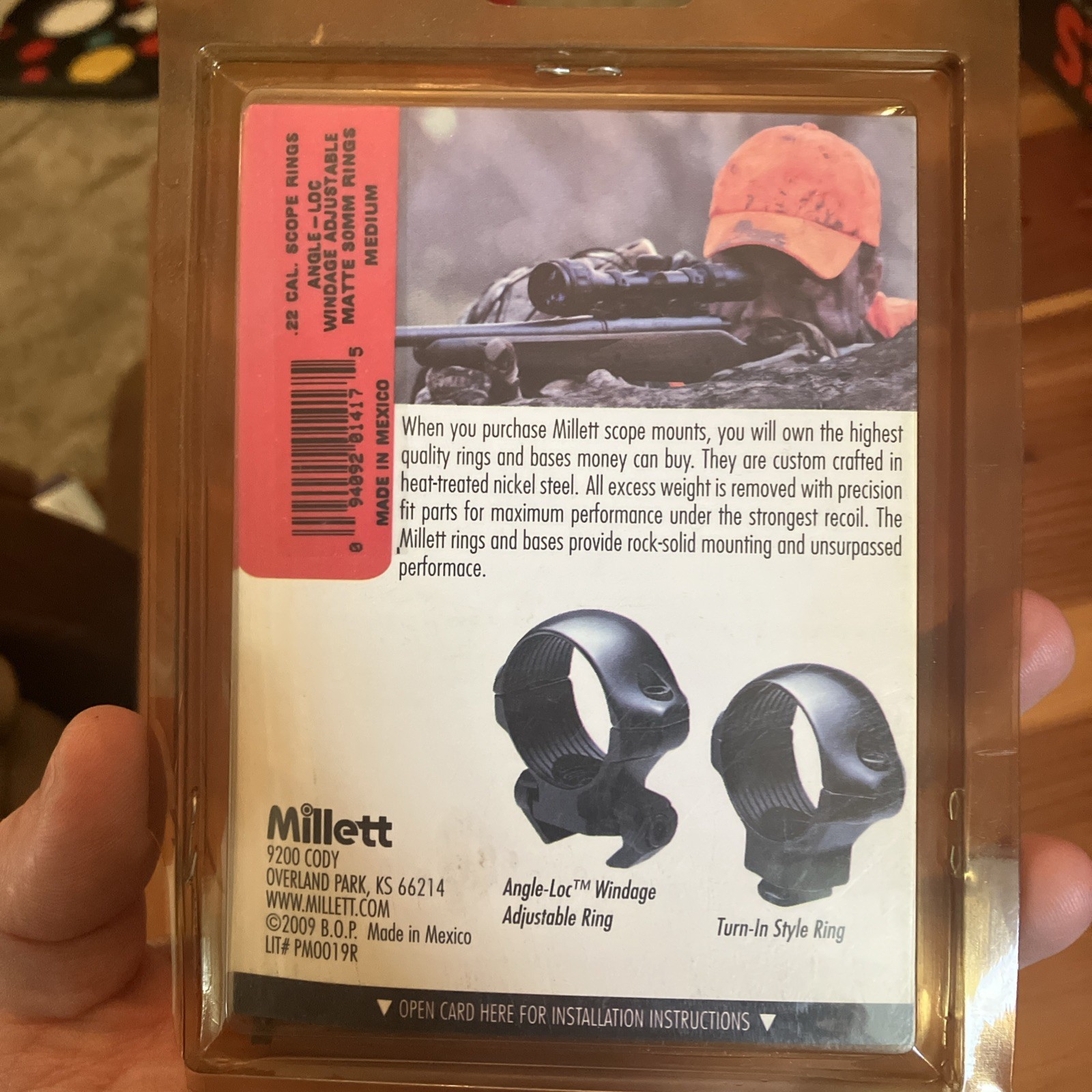 Millett 22Cal Angle Loc 30mm Medium Matte Scope Rings Windage Adjustable TP00708