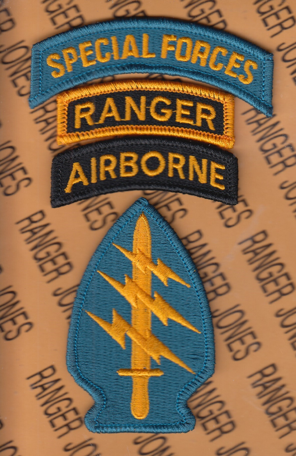 US Army Special Forces Group Airborne SFGA SF RANGER TOP ~5.5" patch tab m/e set