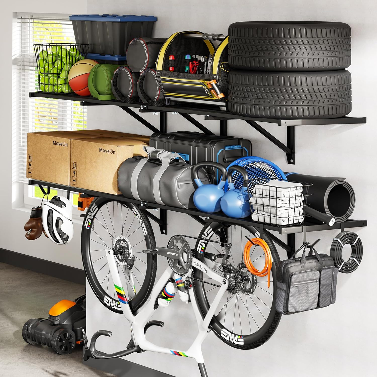 2-Pack 2X6Ft Heavy Duty Garage Wall Shelving, 1200Lbs Capacity, Garage Shelving