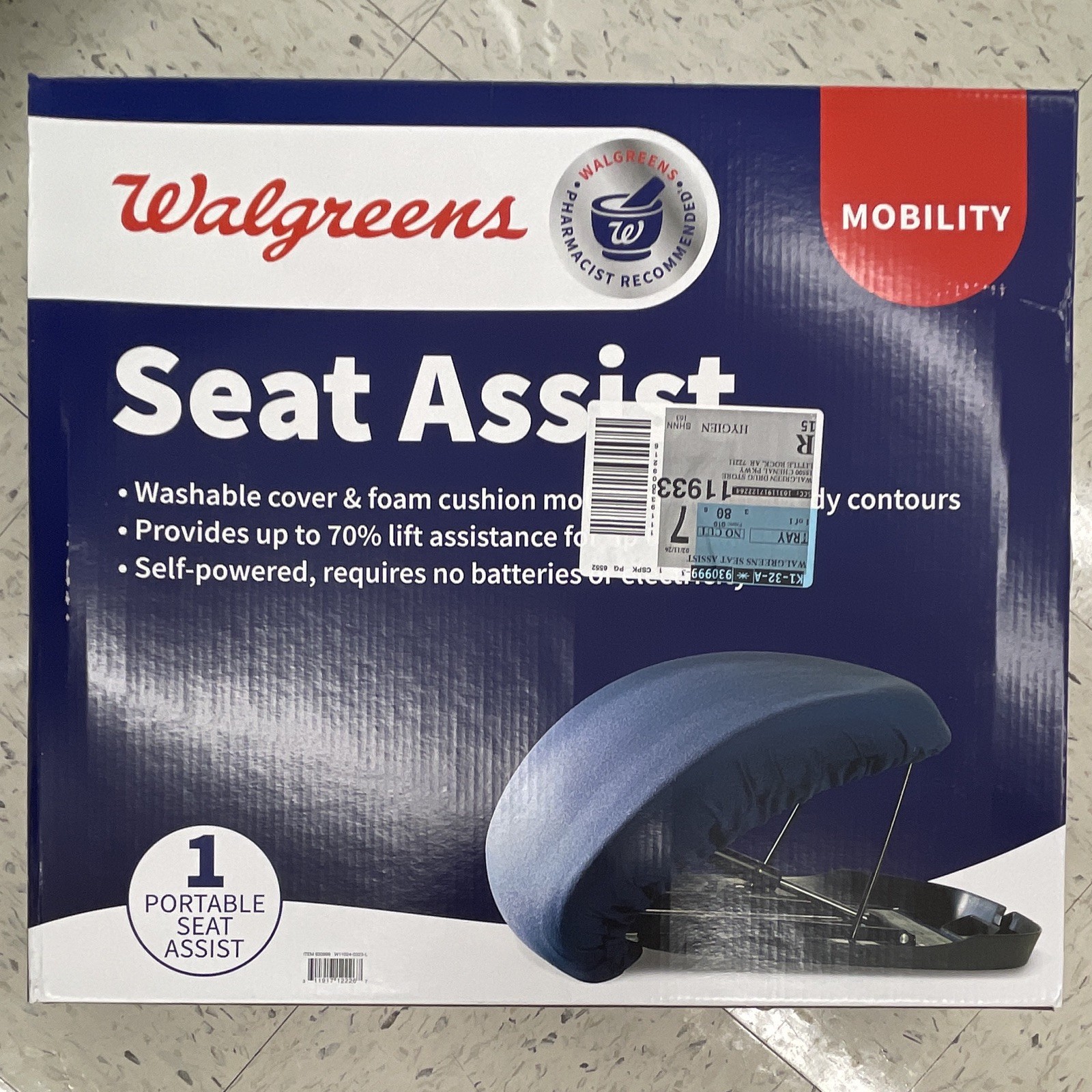 Walgreens Seat Assist Self-Powered Portable Lift Cushion 220 lb Blue