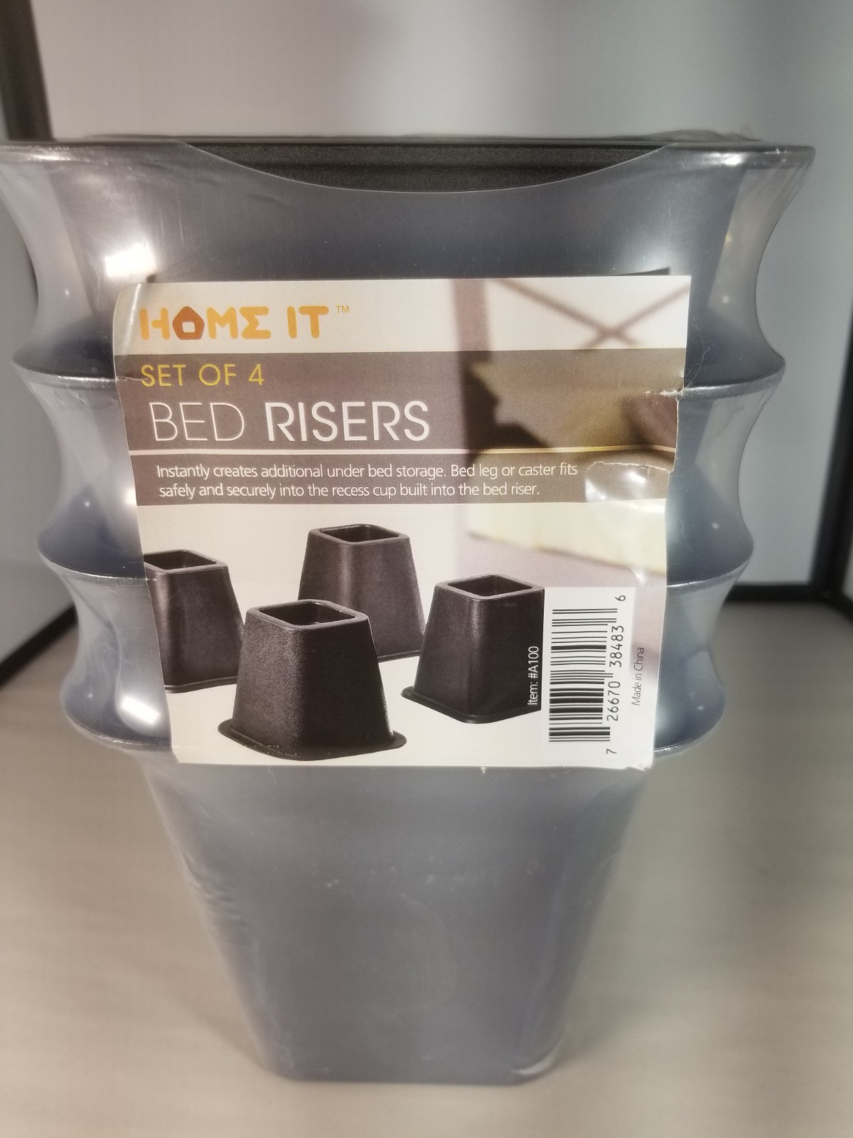 Home It - 5 to 6-inch Super Quality Bed and Furniture Risers 4-pack Black #A100