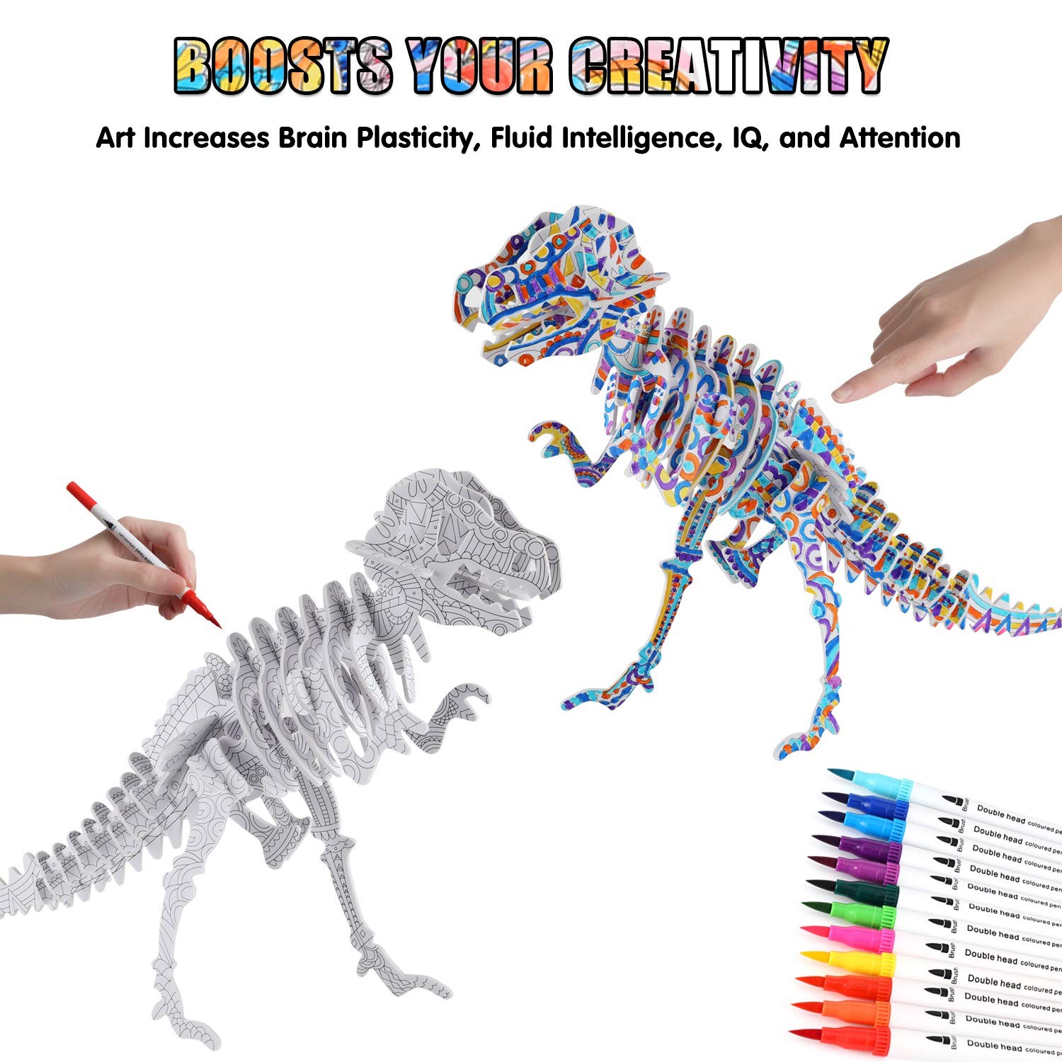 BEARUN 3D Coloring Puzzle Set, Arts and Crafts for Girls Large, 5PACK 01