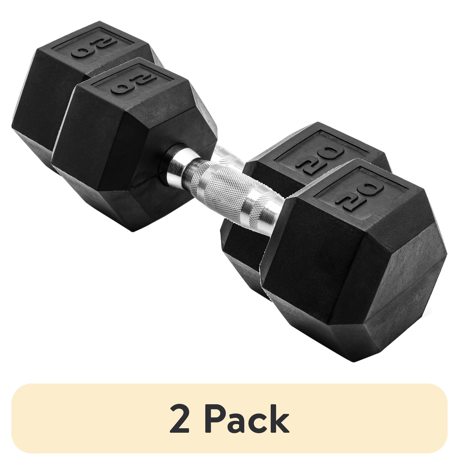 (2 pack) Barbell, 20lb Rubber Hex Dumbbell, Single