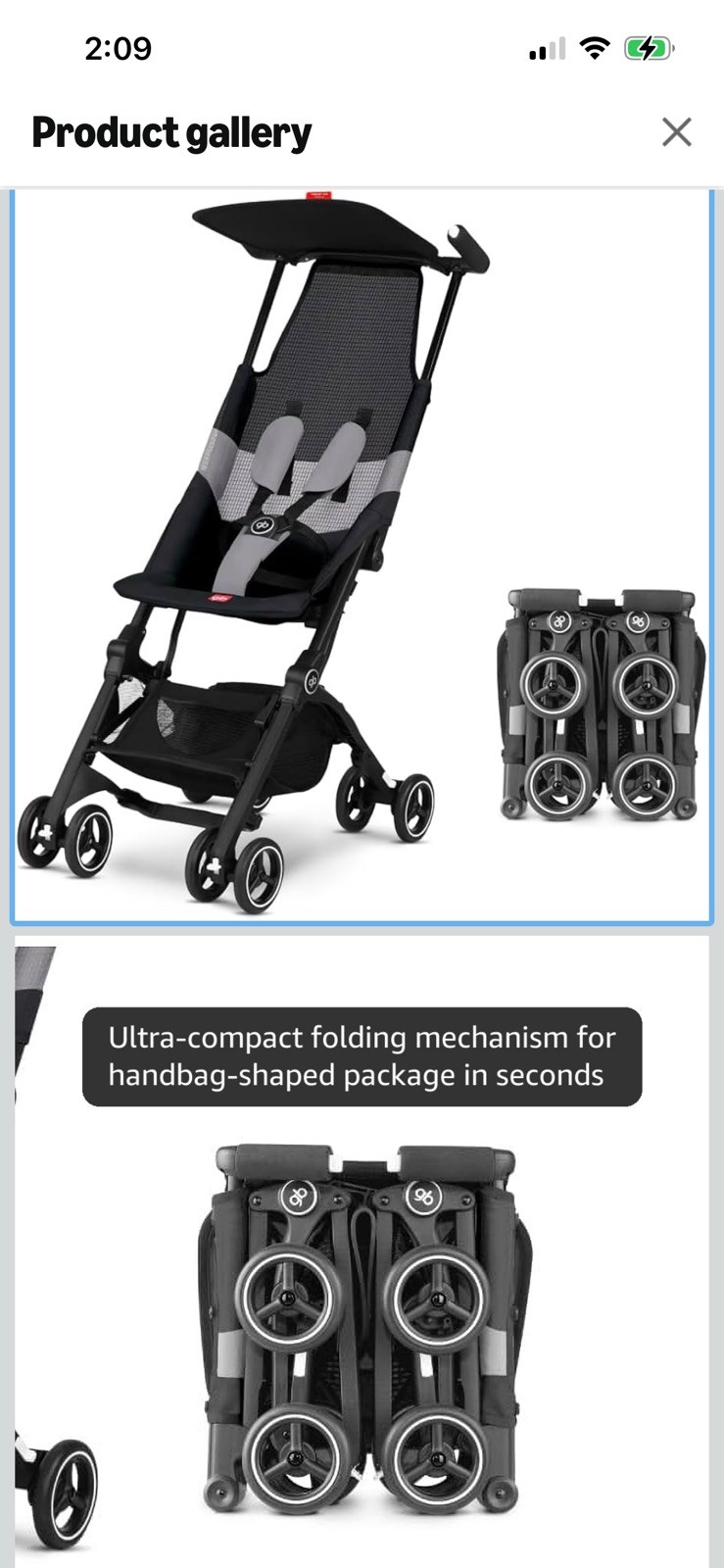 gb Pockit Air All Terrain Ultra Compact Lightweight Travel Stroller in Black NEW