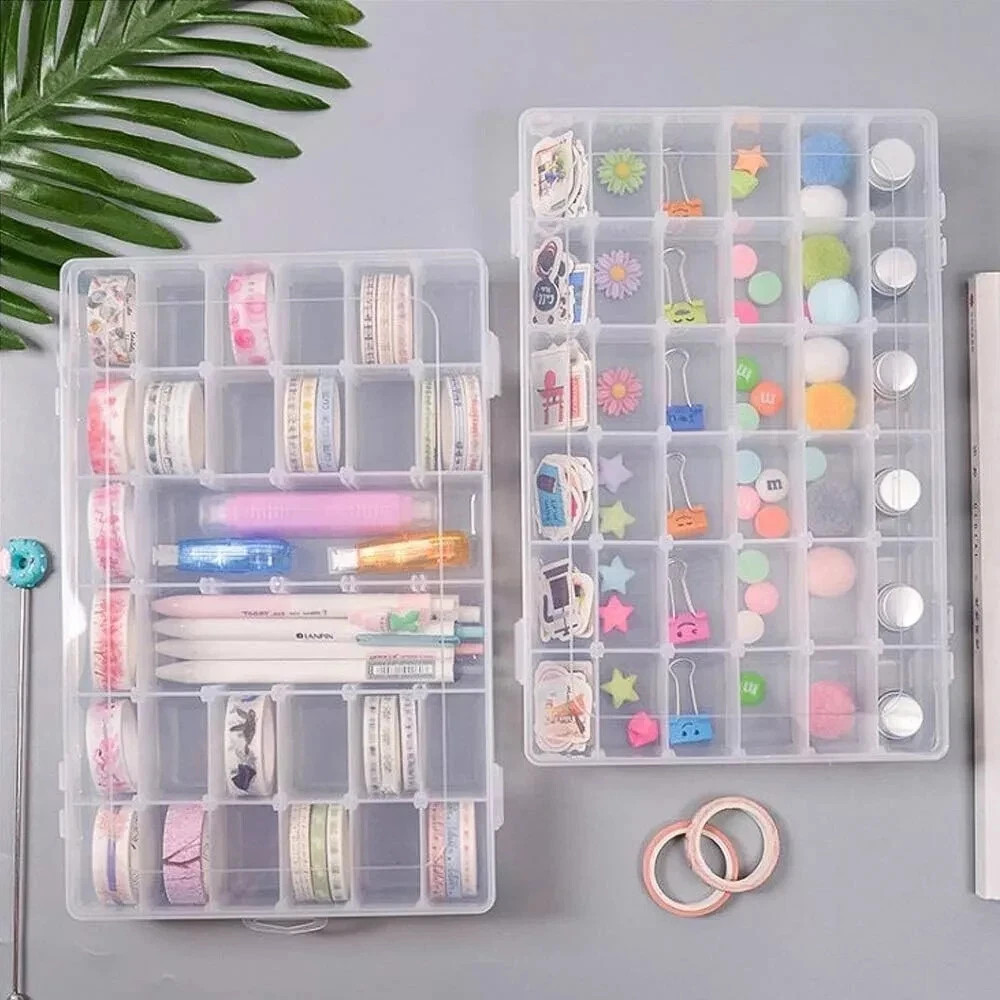 4 Pack 36 Grids Clear Plastic Organizer Box with Adjustable Dividers, Small Craf