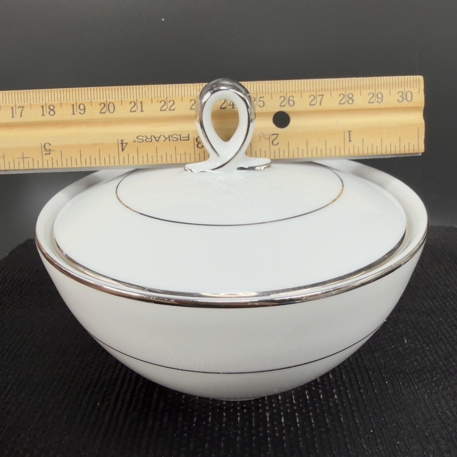 Mikasa Citation Sugar And Creamer Set Porcelain Fine China Silver Trim Japan VTG
