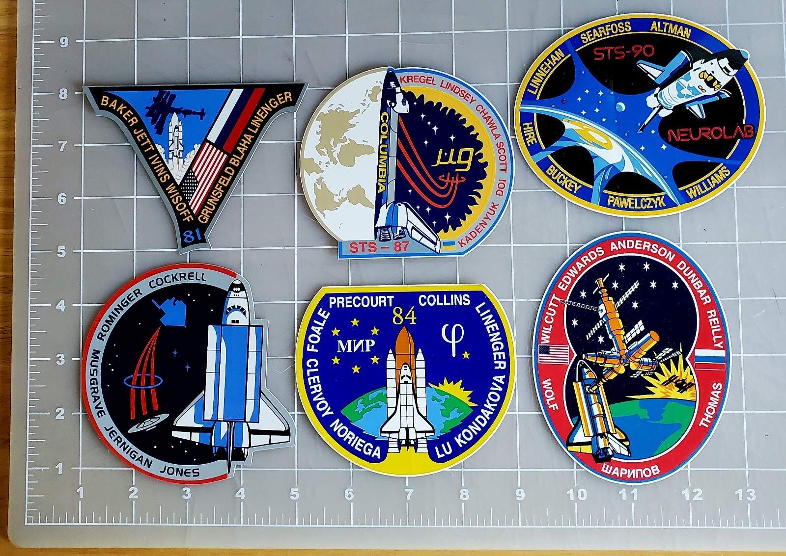 STS-80 81 84 87 89 90 Crew Patch 6 Stickers-NASA Space Shuttles Station Missions