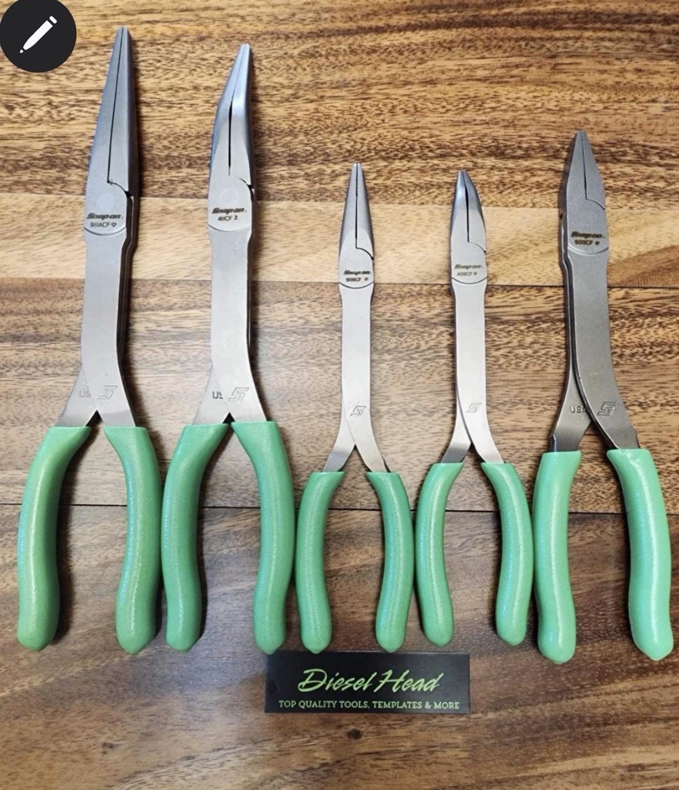 NEW Snap On ESSENTIAL GREEN Handle Grip Plier Set 609CF 408CF 908CF 411CF 911CF