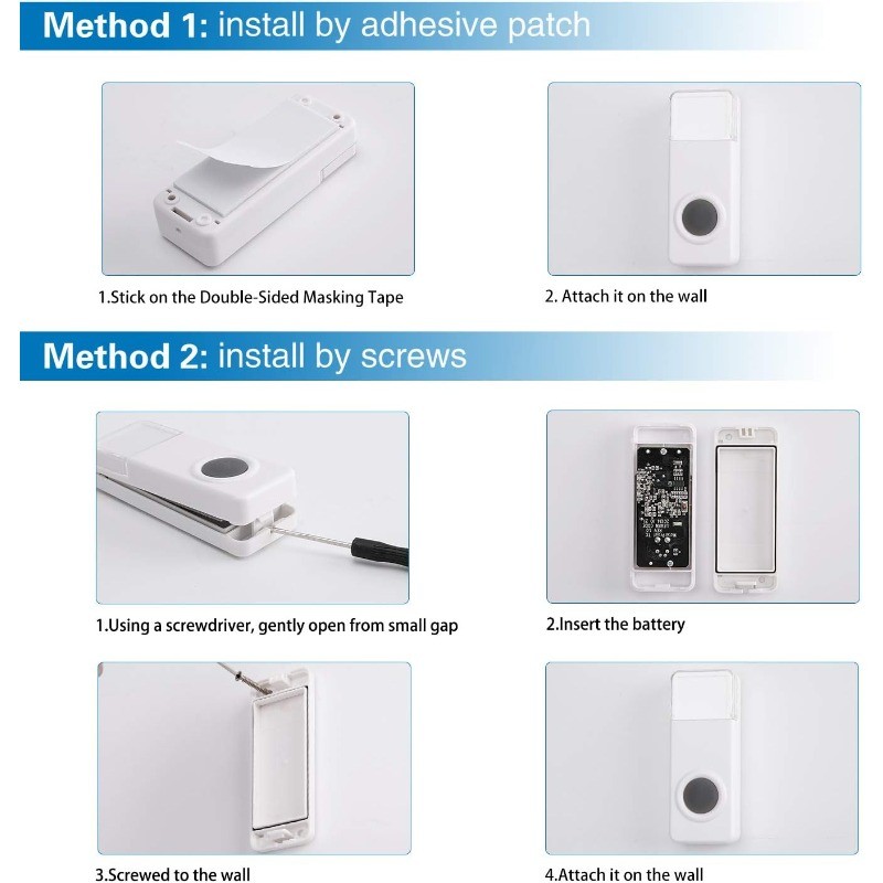 2pcs Wireless Doorbell Chime Waterproof Plugin Receiver Adjustable Volume 1000FT