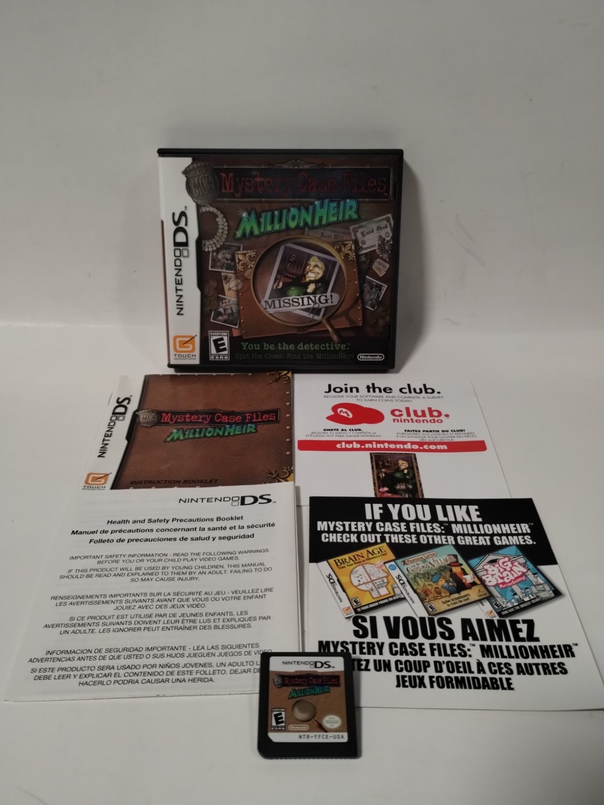 Nintendo DS Mystery Case Files MillionHeir CIB Free Shipping