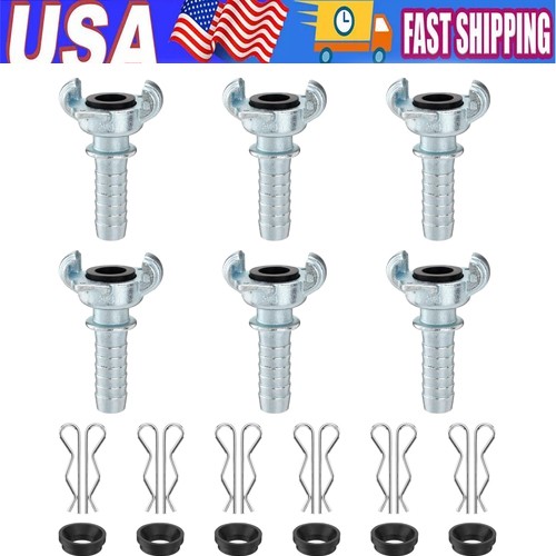 6PCS 3/4" NPT Iron Air Hose Fittings, Universal Couplings for Hose Ends US Stock