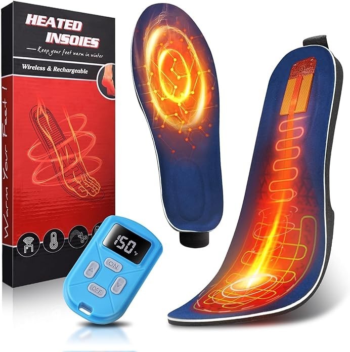 USB Rechargeable Heated Insoles  Remote Control Wireless Foot Warmers Size Sm
