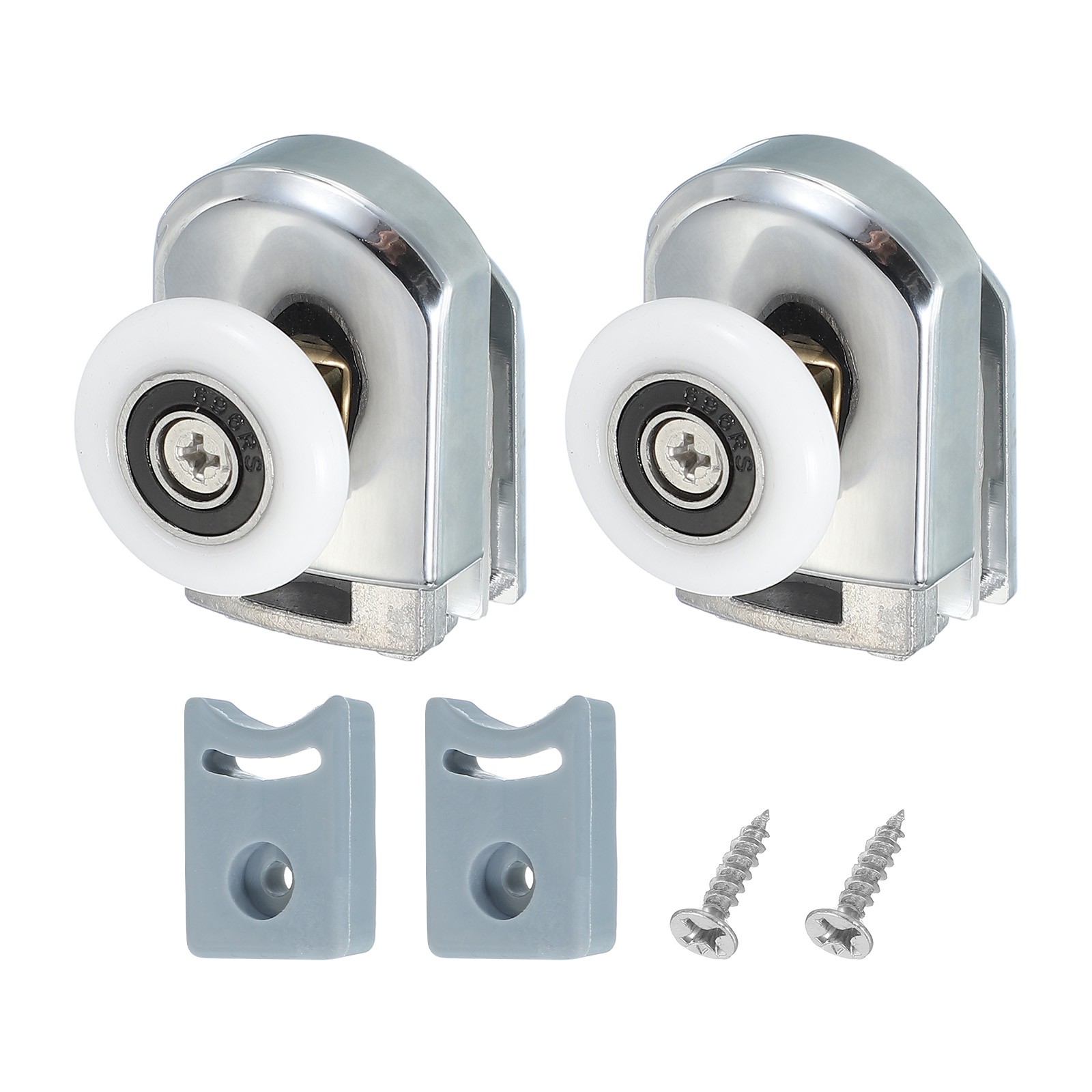 2Pcs 25mm Single Shower Door Rollers Copper Bottom Wheels Pulleys Guide Silver