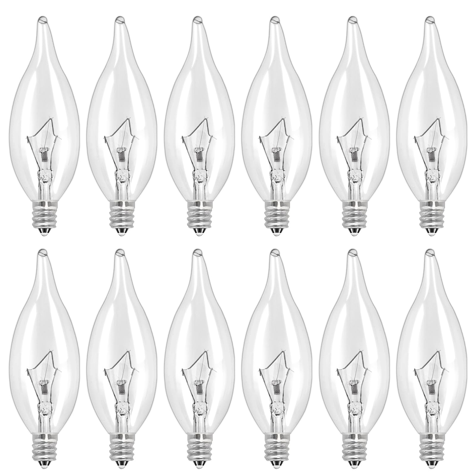 LinMiFo 12-Pack E12 B10 Clear Candelabra Base Bulb, 40W 120V Sw-40watt