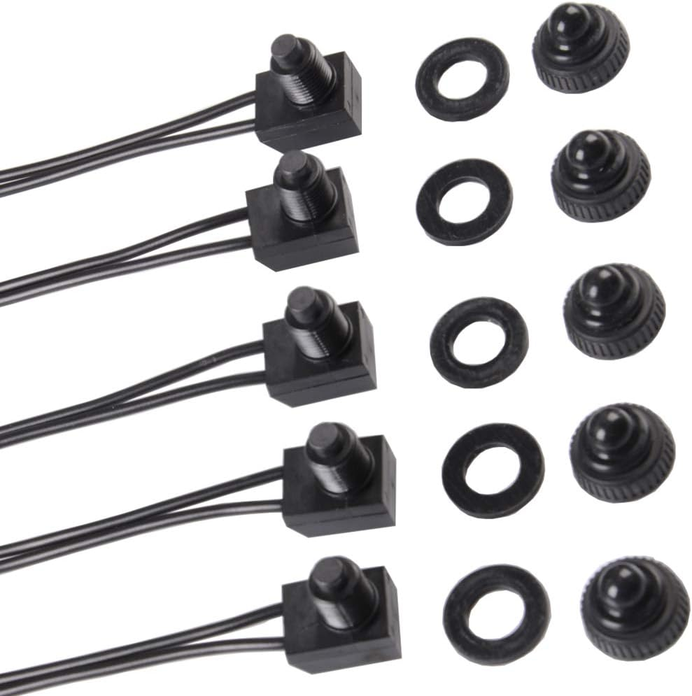 5Pcs Push Button Switch 12V Wired RV Waterproof On-Off Micro Light Toggle Swi...