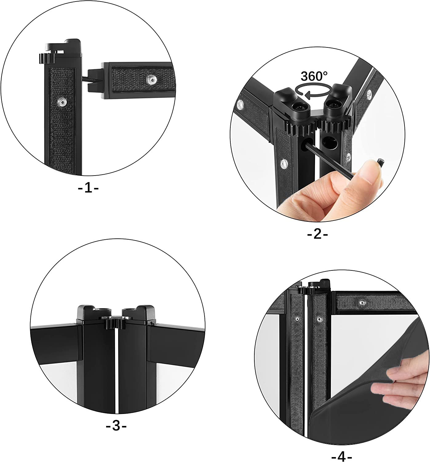 PRORECK DJ Facade 4 Panel Foldable Stage Booth Black Metal Frame Scrim Bag New