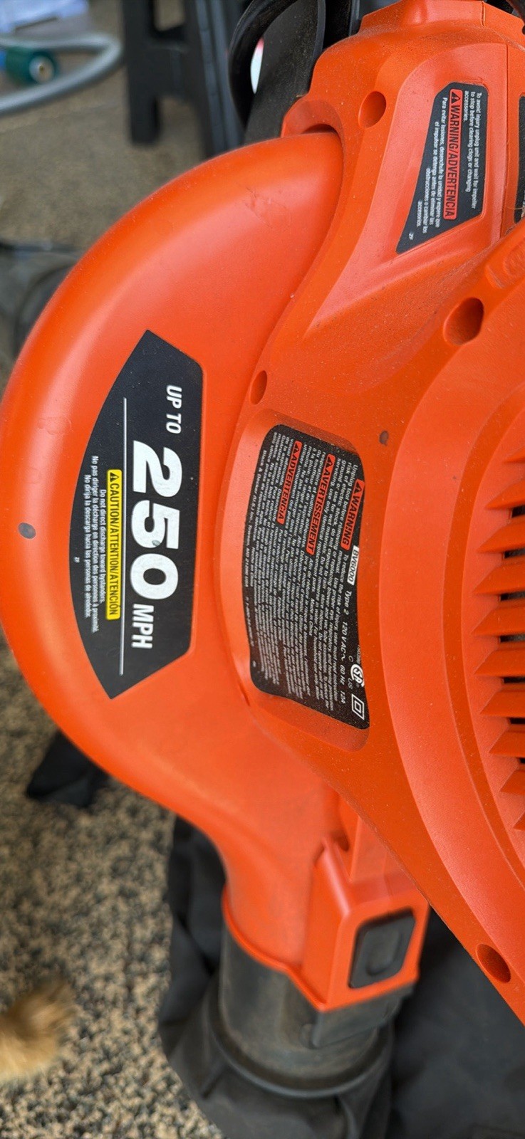 BLACK+DECKER BV6000 Leaf Blower/Vacuum Combo Corded Electric Orange Bag