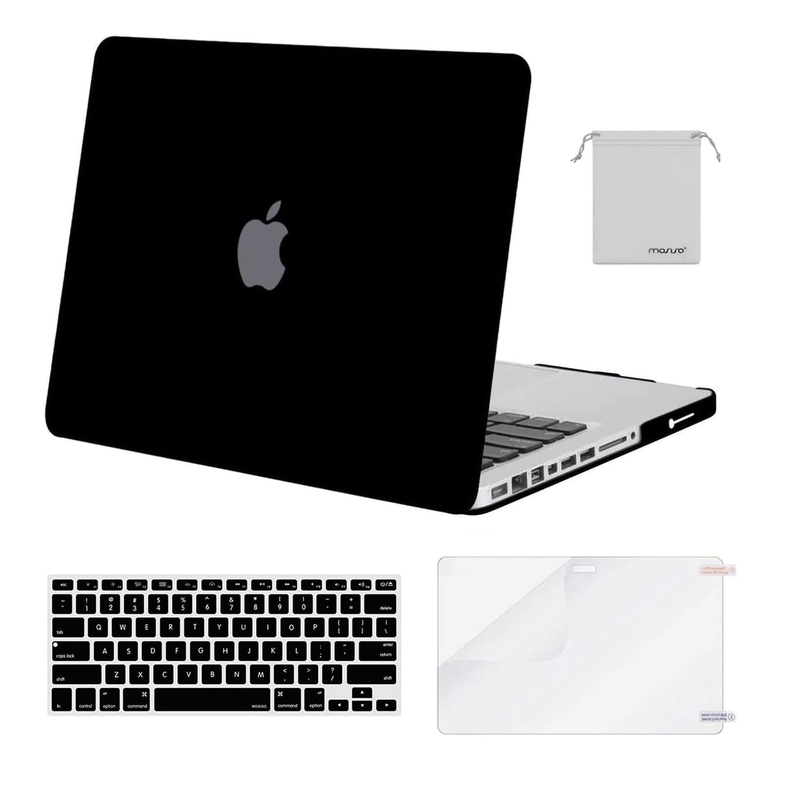 MOSISO Compatible with MacBook Pro 13 inch Case A1278 Old Version Black