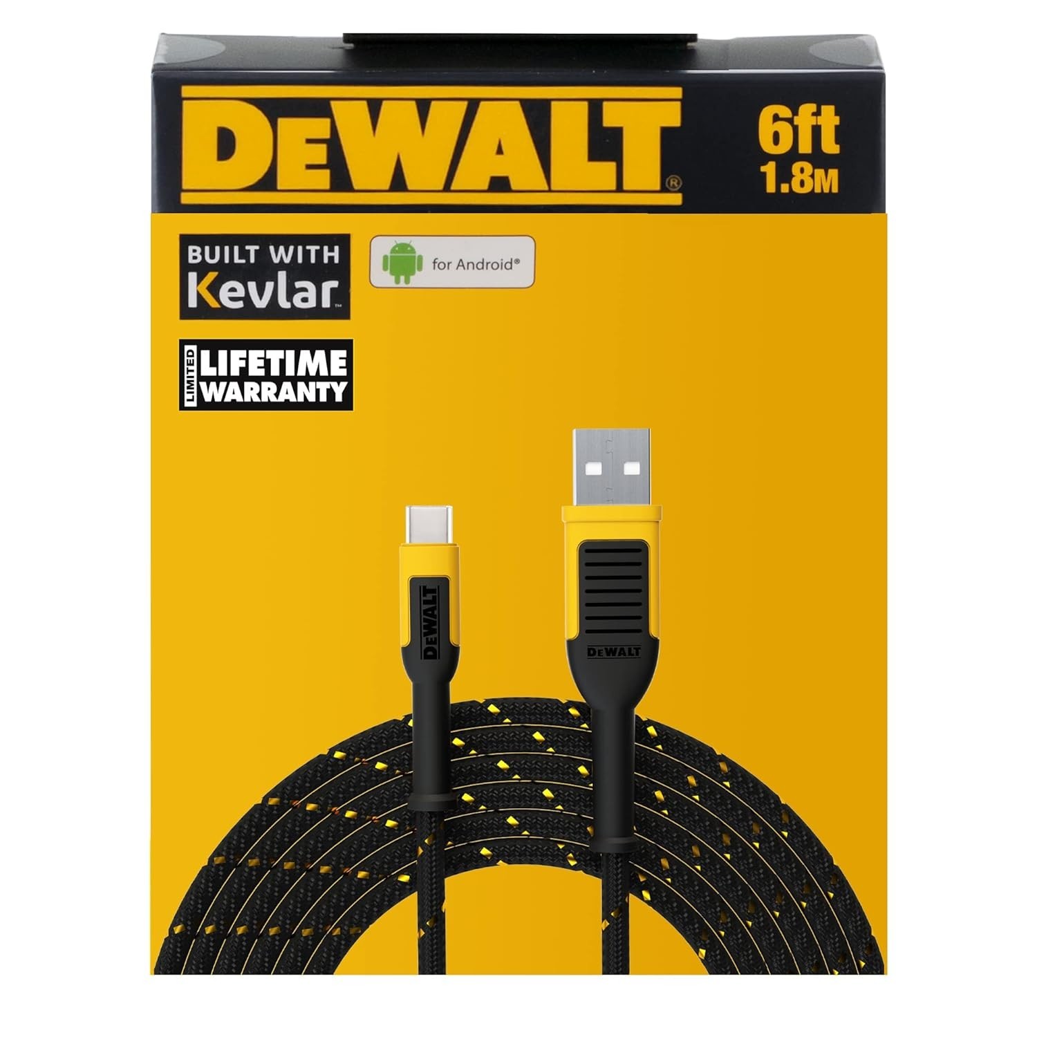 DEWALT USB C Cable, Braided Nylon USB a to Type C Charger Cable Fast Cha