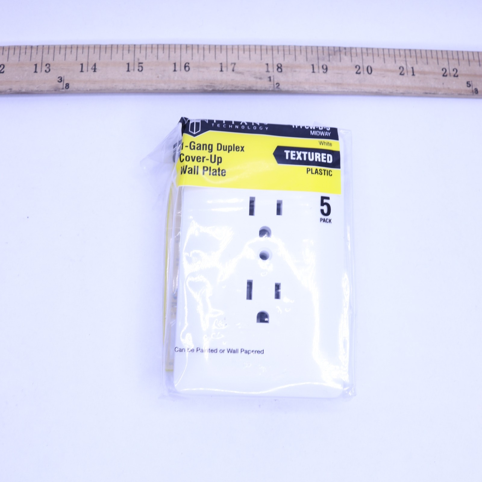 (5-Pk) Titan3 Technology Duplex Wall Plate White Textured Plastic 1-Gang TPPCW-D