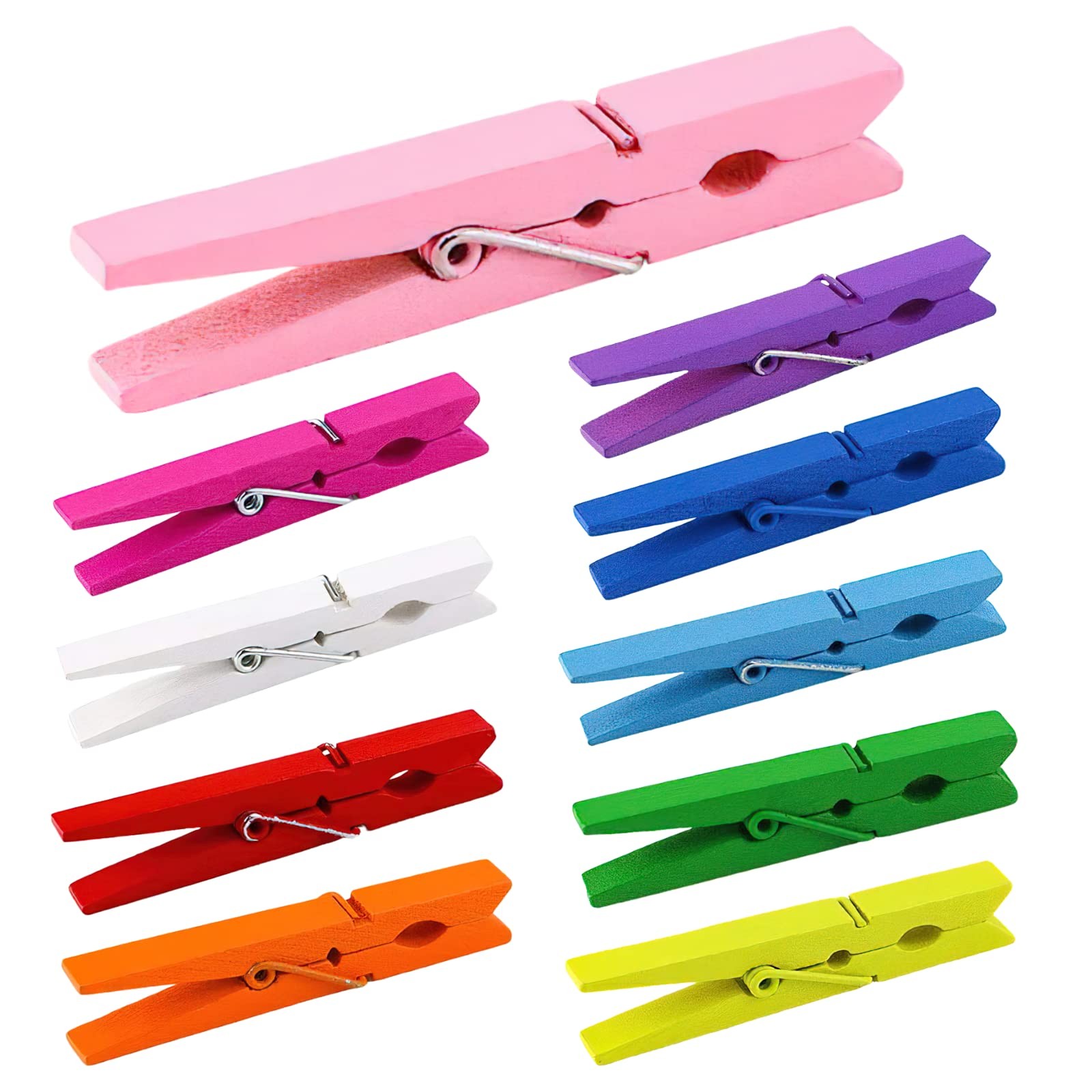 50 PCS 2.9" Colored Clothespins Natural Birchwood Close Pins Strong Grip New