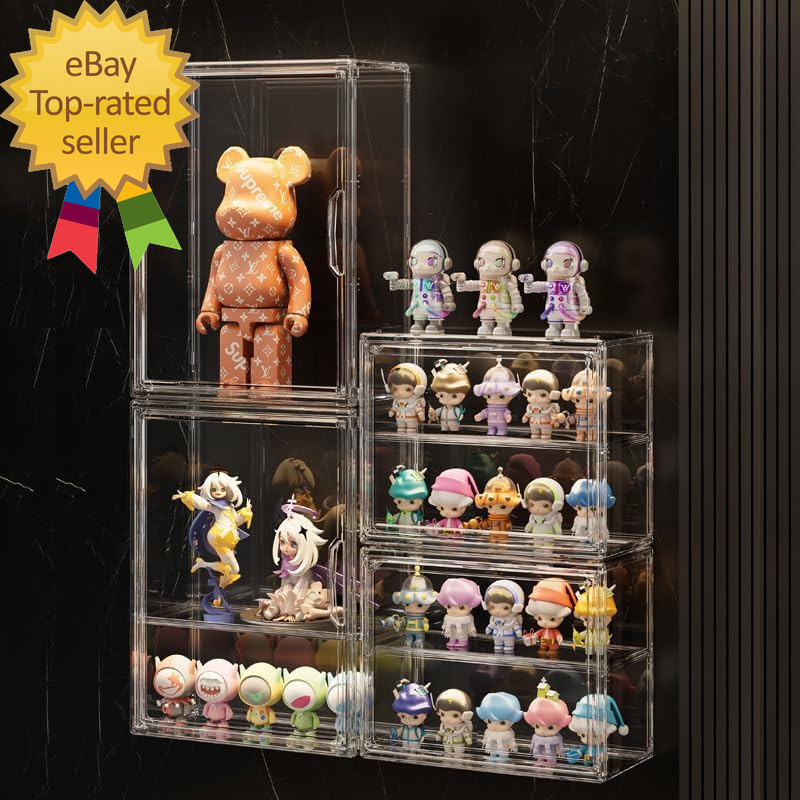 3 Tiers Clear Display Case for Figures Acrylic Storage Organizers Box with