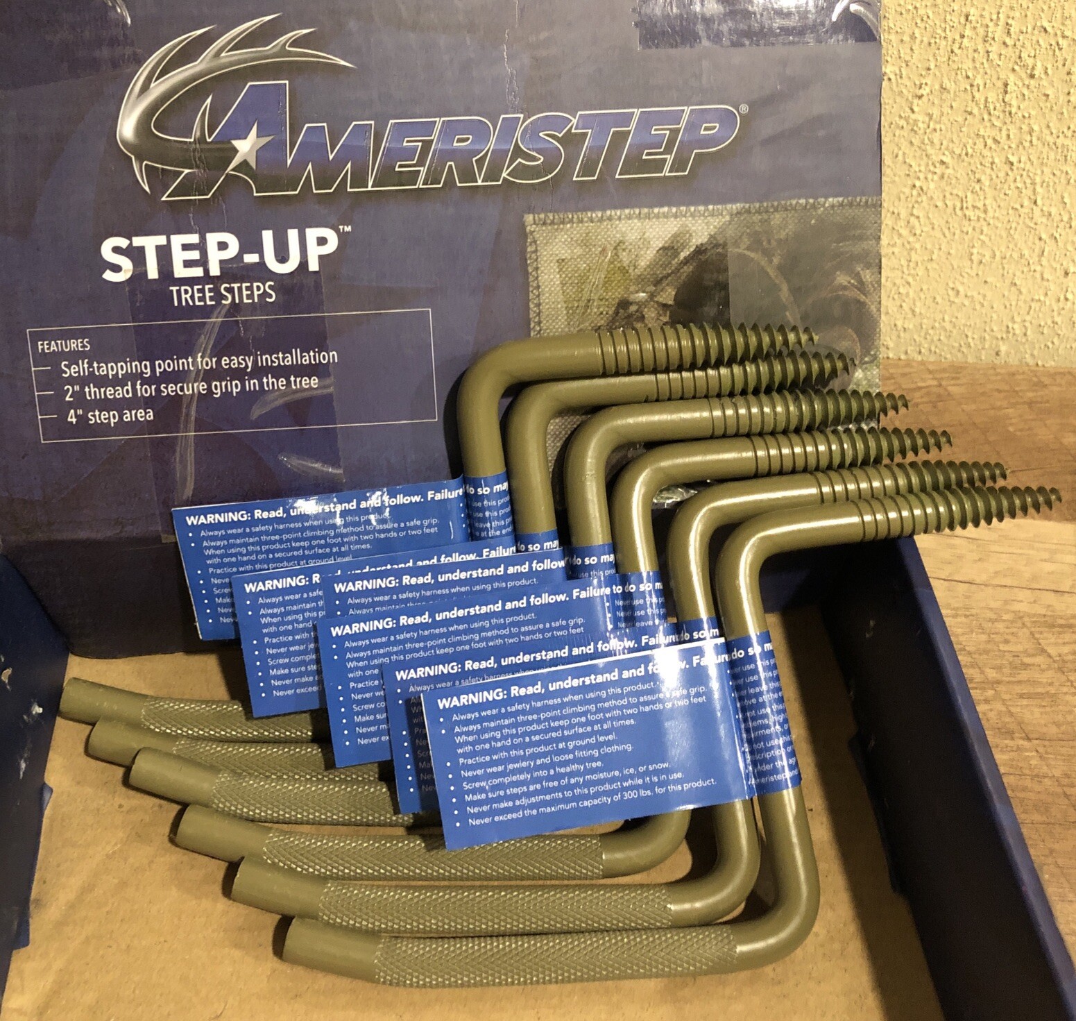 6 Pack Ameristep Model # 4NAS026 Step Up Tree Step.  UPC # 769524910768 NEW