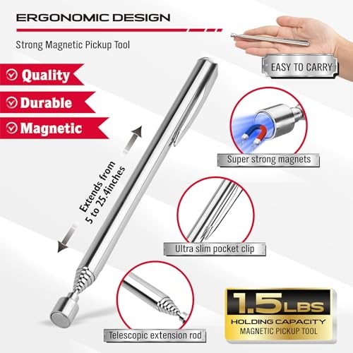 4-Piece Telescoping Magnetic Pickup Tools Set: 4 Pack - Multi-Tool 15LB Kit