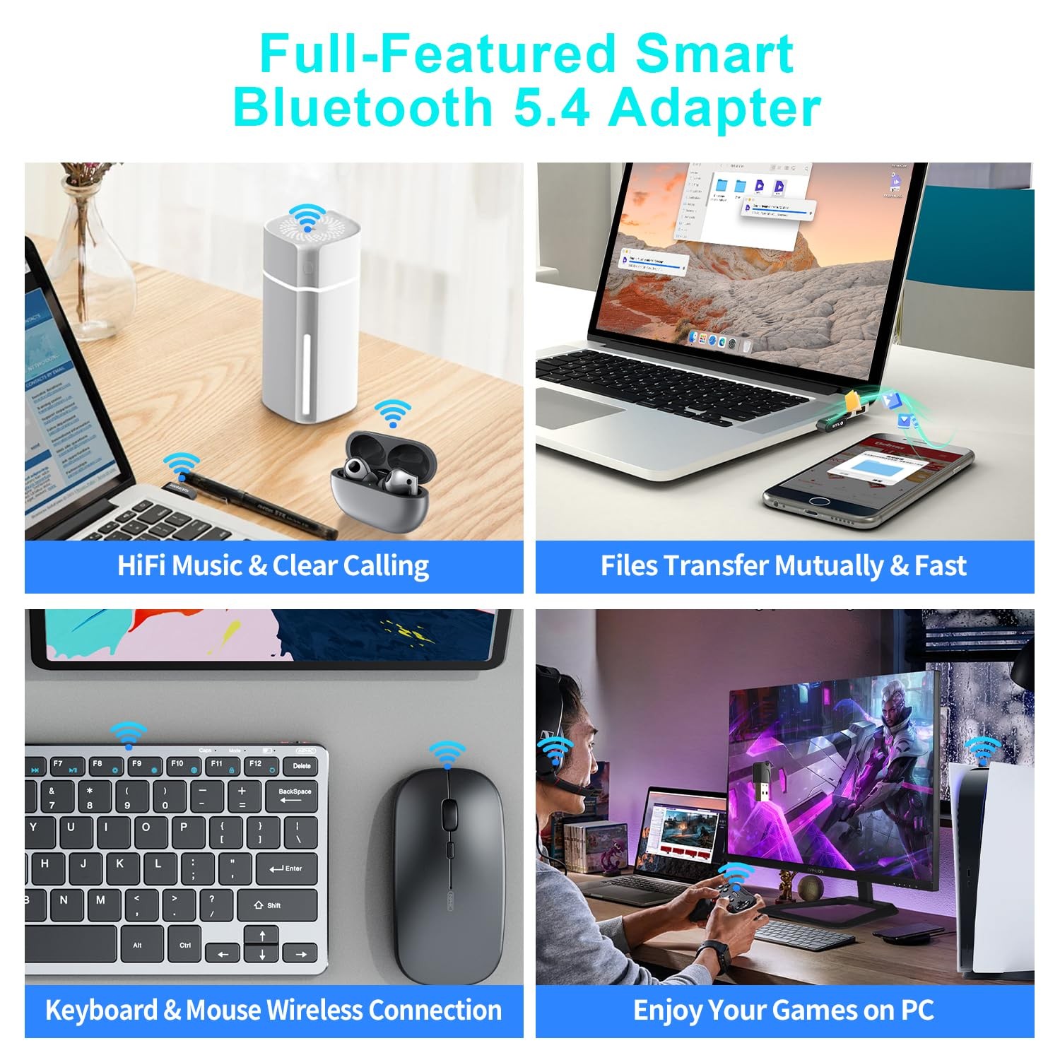 Mini USB Bluetooth 5.4 Adapter for Laptop PC, Wireless Transmitter Dongle