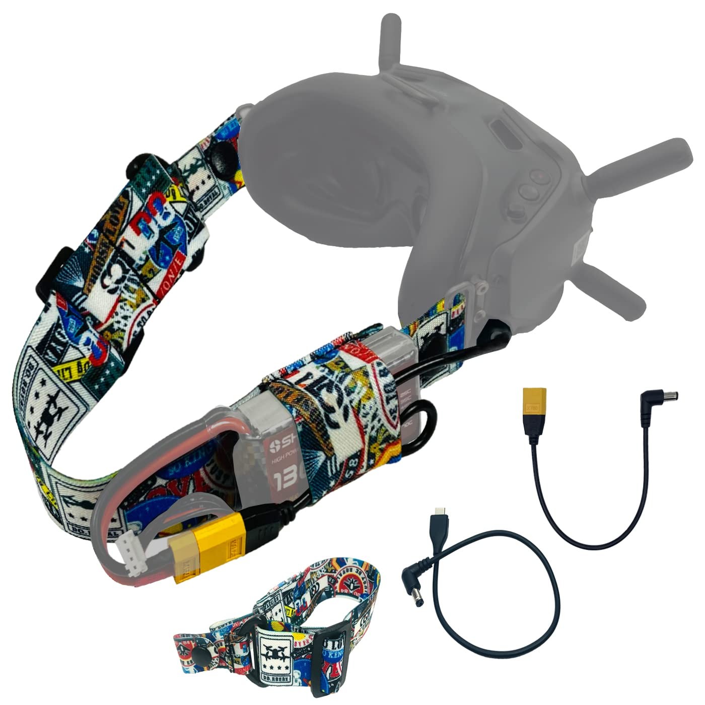 Head Strap and Power Cable XT60 for DJI FPV Goggles V2 Lipo Battery