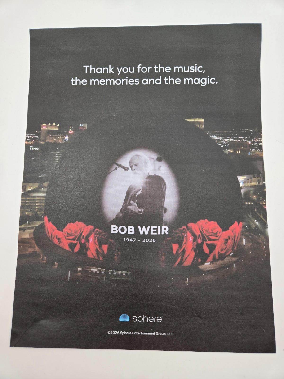 Bob Weir Grateful Dead Sphere Las Vegas Tribute Magazine Print Ad Photo 10x13
