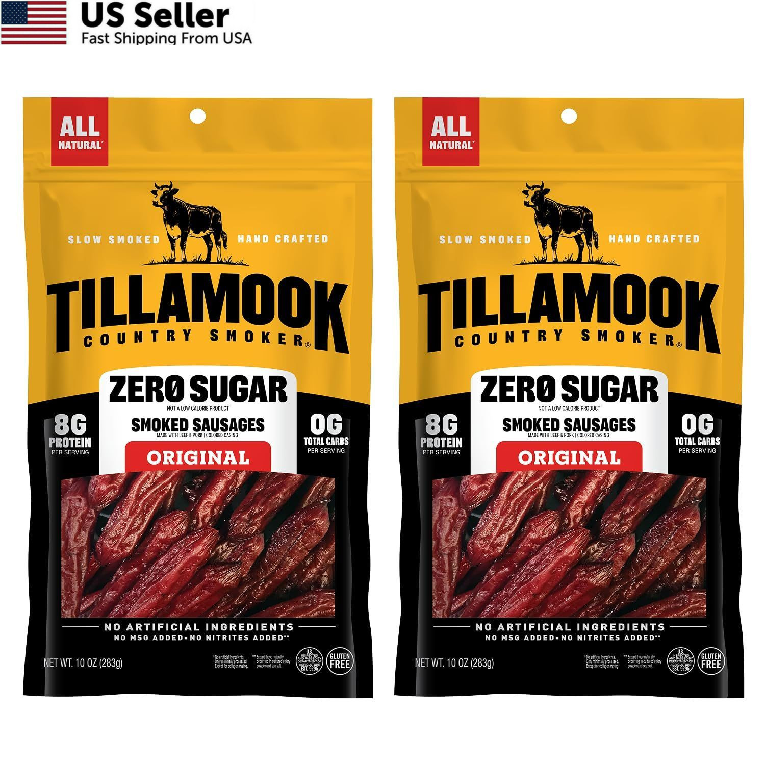 Tillamook Country Smoker Zero Sugar Original Keto 10 Ounce (Pack of 2)